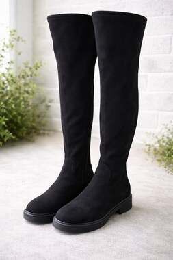 SM New York Lala Black Over-The-Knee Stretch Boots